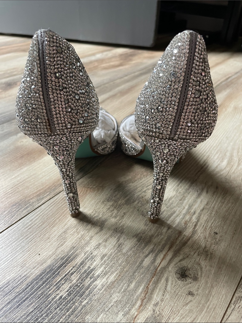 Betsey Johnson Silver Crystal Pointed Toe Pumps - Picture 5 of 6